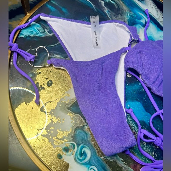 Dolls Kill Purple terry cloth y2k bikini set NWOT - Picture 6 of 6